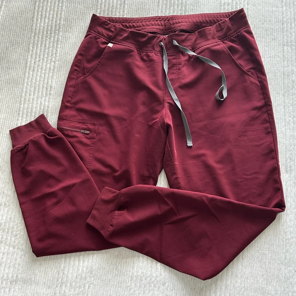 Figs: Burgundy Zamora Jogger Scrub Pants - Picture 2 of 7